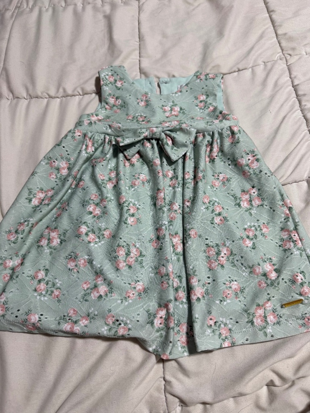 18 Month Girls Mint Green Floral Dress Tahari with Bottoms and Bow